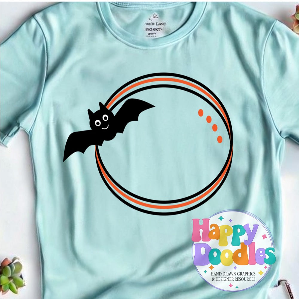 Bat Monogram Frame SVG | Spooky Cute Monogram Frame for Cricut & Silhouette