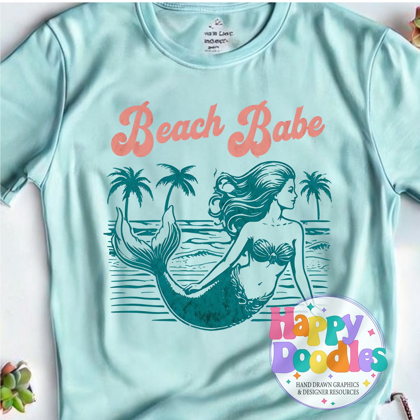 Beach Babe High Resolution Printable PNG - Happy Doodles Designs