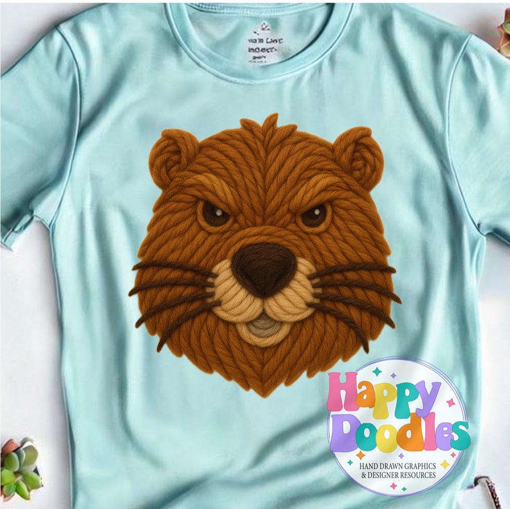 Beaver Yarn Mascot Printable Mascot PNG - Happy Doodles Designs