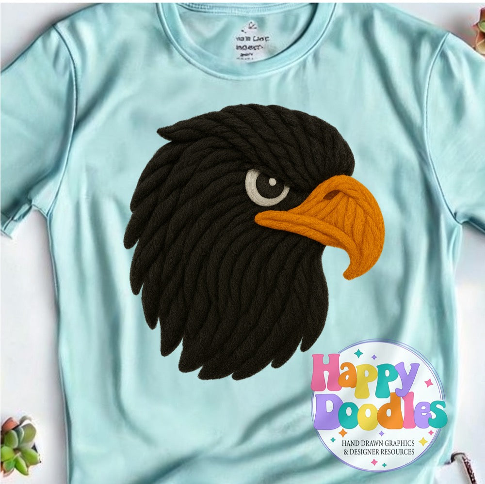 Black Hawk Yarn Mascot Printable Mascot PNG - Happy Doodles Designs