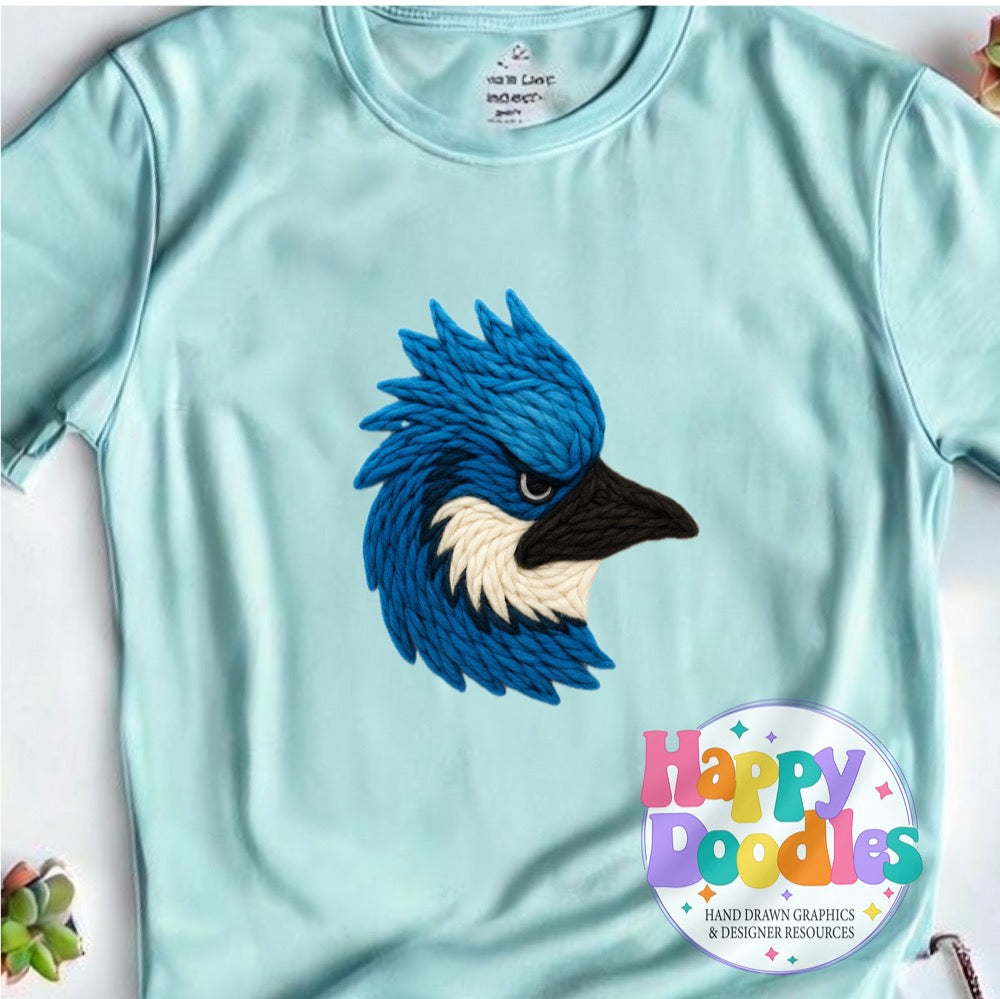 Bluejay Yarn Mascot Printable Mascot PNG - Happy Doodles Designs