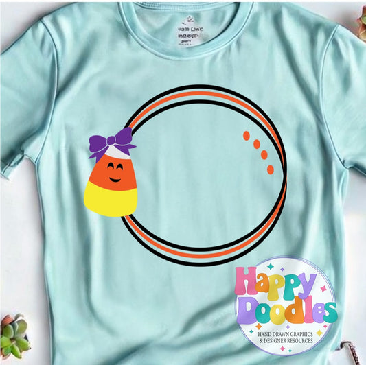 Candy Corn Bow Monogram Frame SVG | Fun Holiday Monogram Frame for Crafts