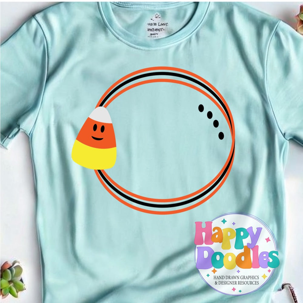 Candy Corn Face Monogram Frame SVG | Fun Holiday Monogram Frame for Crafts