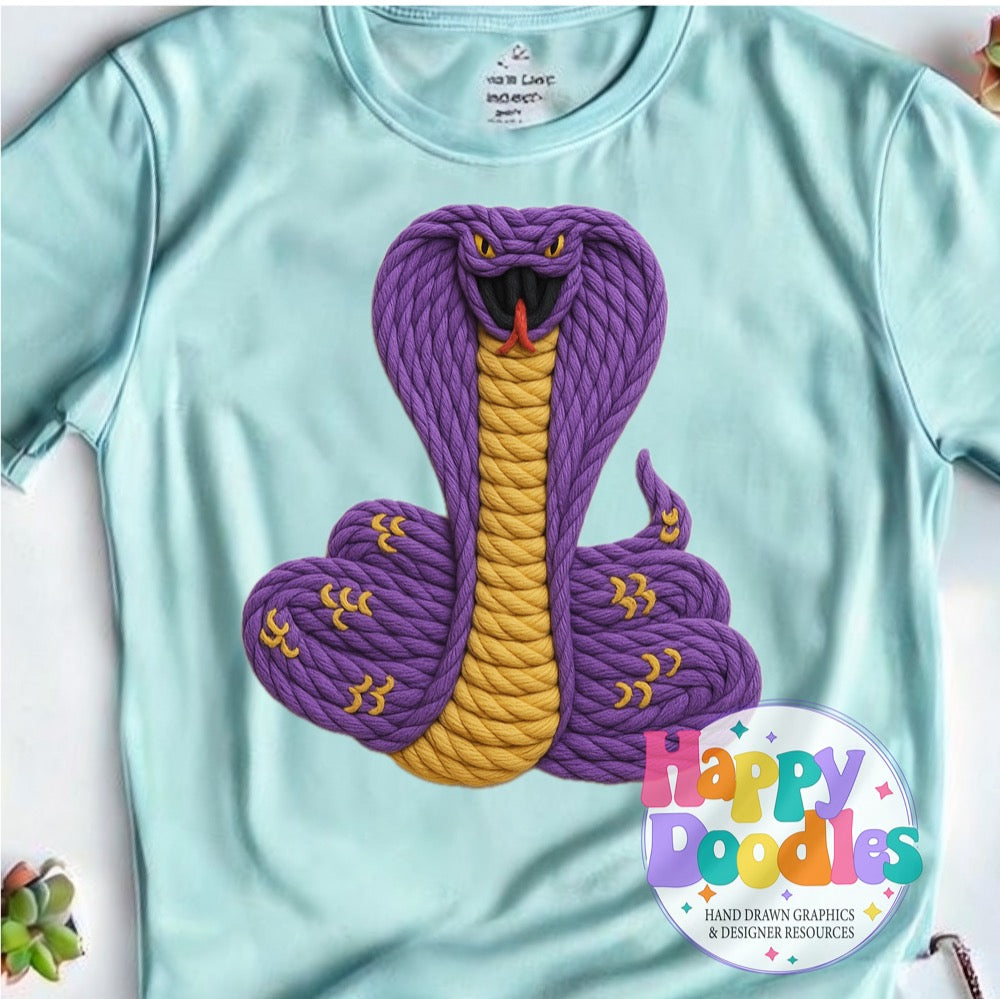 Cobra Yarn Mascot High Resolution PNG Clip Art - Happy Doodles Designs