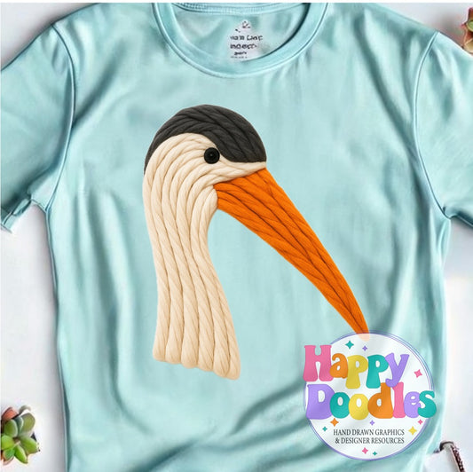 Crane Yarn Mascot High Resolution PNG Clip Art - Happy Doodles Designs