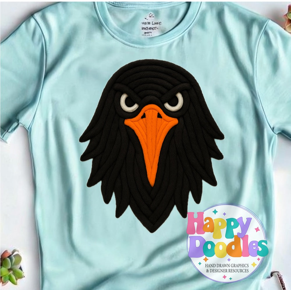 Crow Yarn Mascot Printable PNG Download - Happy Doodles Designs