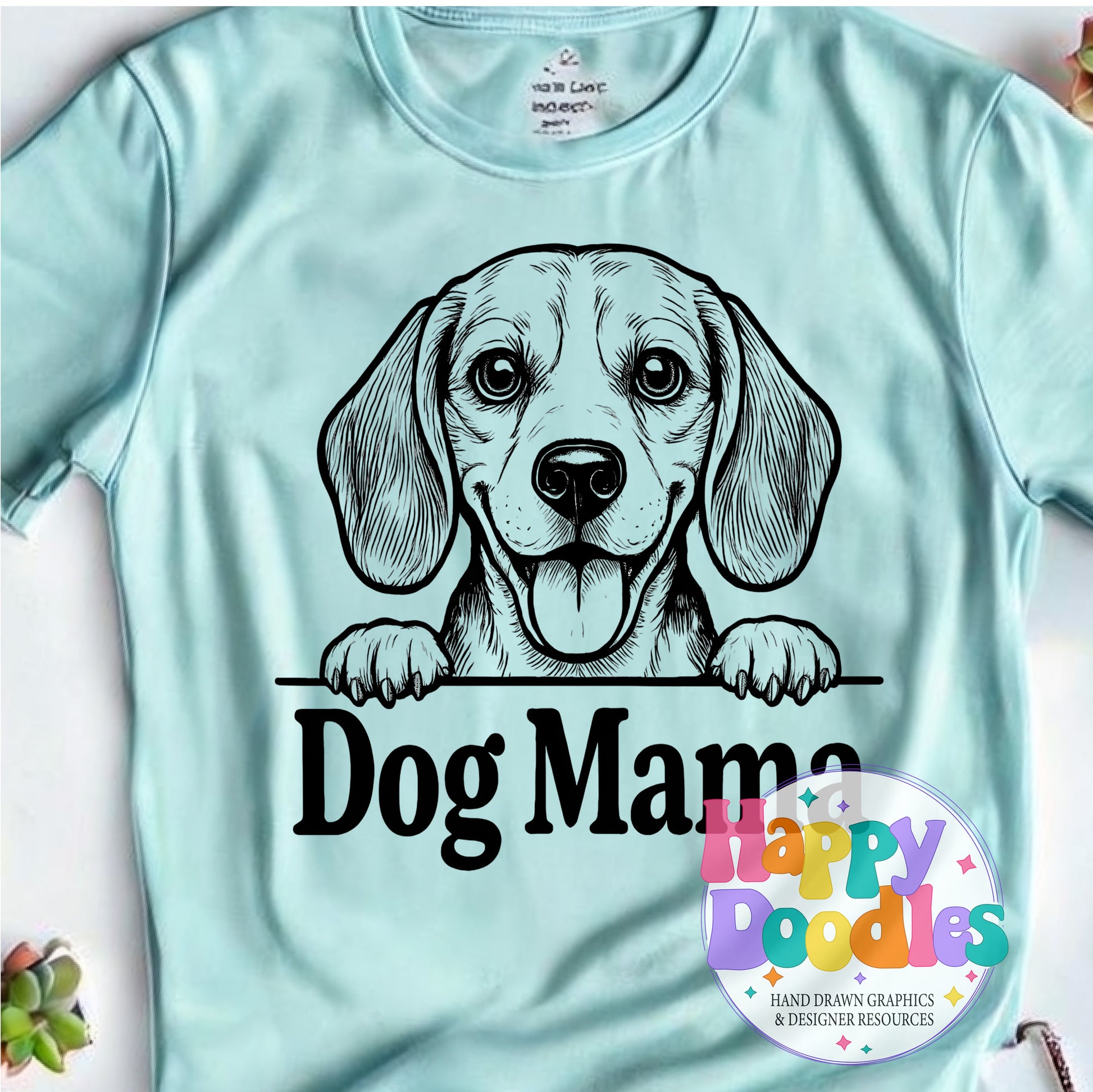 Dog Mama Beagle High Resolution Printable PNG - Happy Doodles Designs