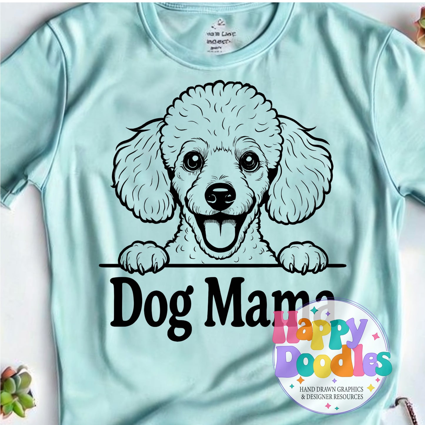 Dog Mama Poodle T-Shirt Printable PNG Download - Happy Doodles Designs