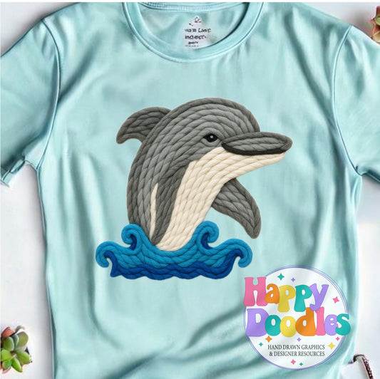 Dolphin Yarn Mascot Printable Mascot PNG - Happy Doodles Designs