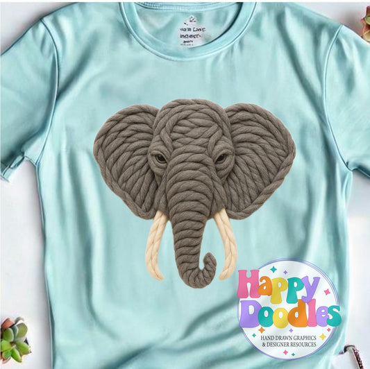Elephant Yarn Mascot Printable Mascot PNG - Happy Doodles Designs