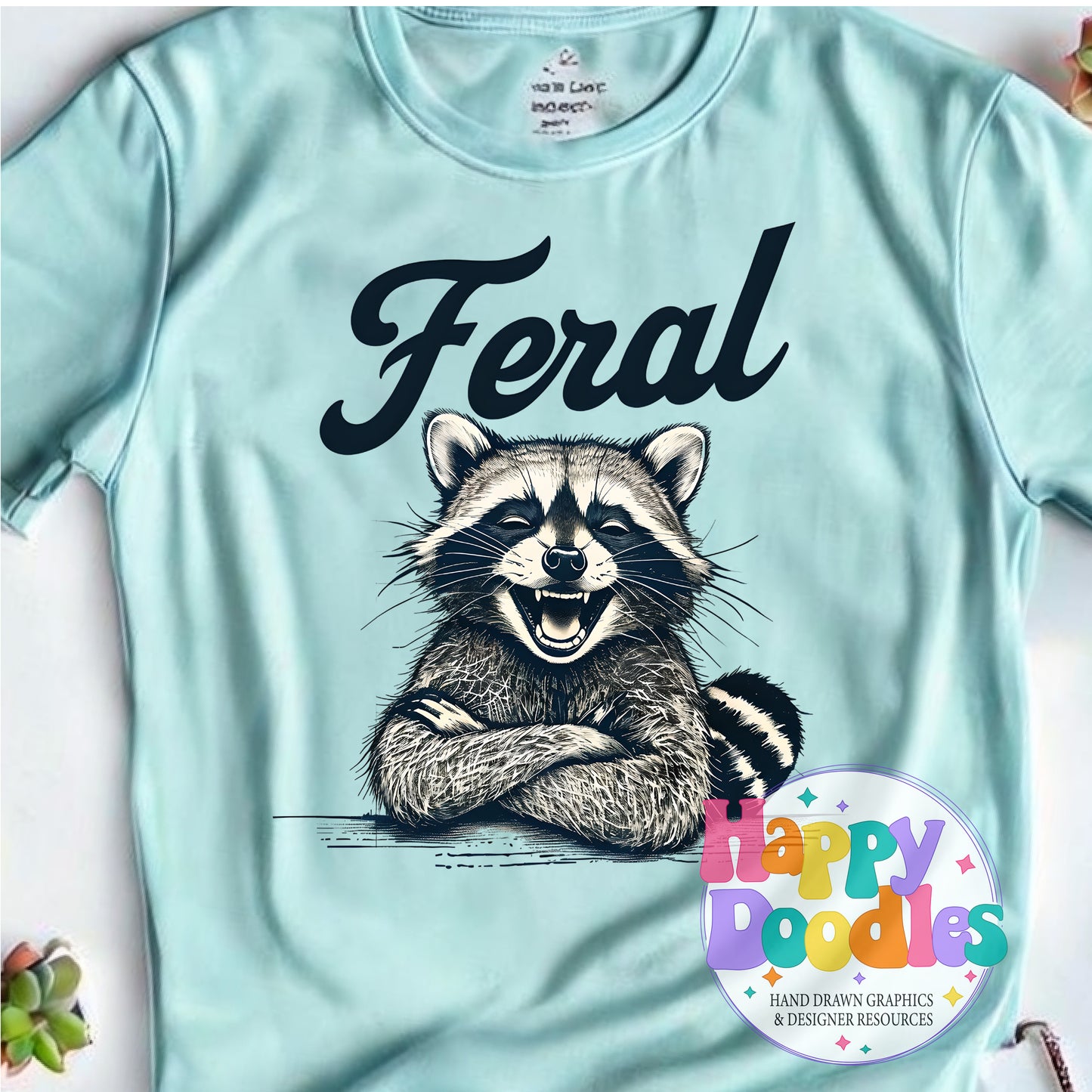 Feral Raccoon Printable PNG for Sublimation & Crafts - Happy Doodles Designs