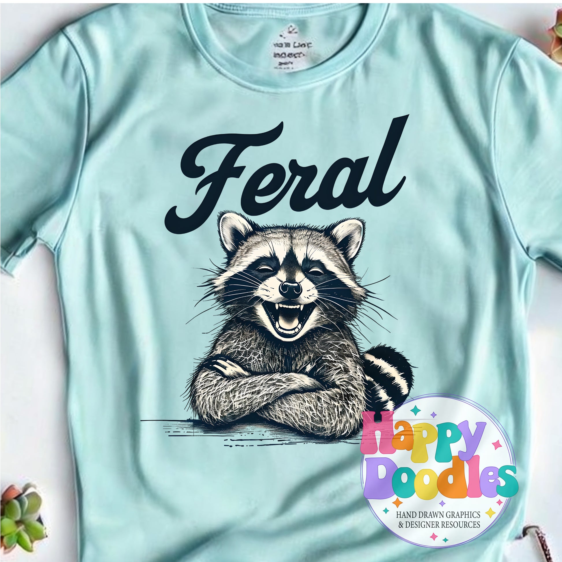 Feral Raccoon Printable PNG for Sublimation & Crafts - Happy Doodles Designs