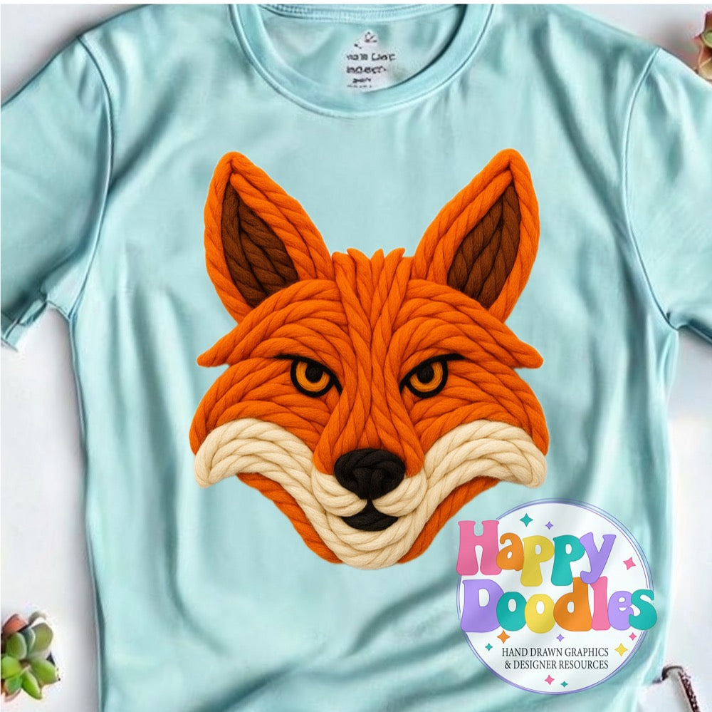 Fox Yarn Mascot Printable Mascot PNG - Happy Doodles Designs