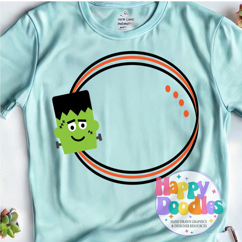 Frankenstein Monogram Frame SVG | Festive Monogram Frame Design
