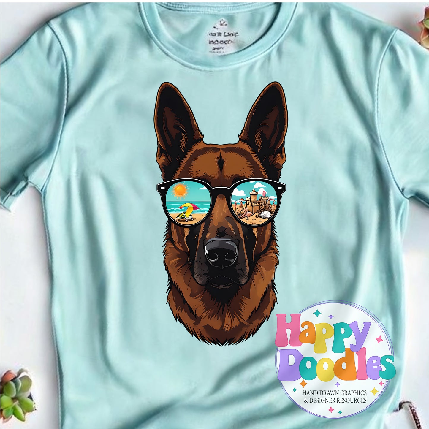 German Shephard Beach Glasses High Resolution Printable PNG - Happy Doodles Designs