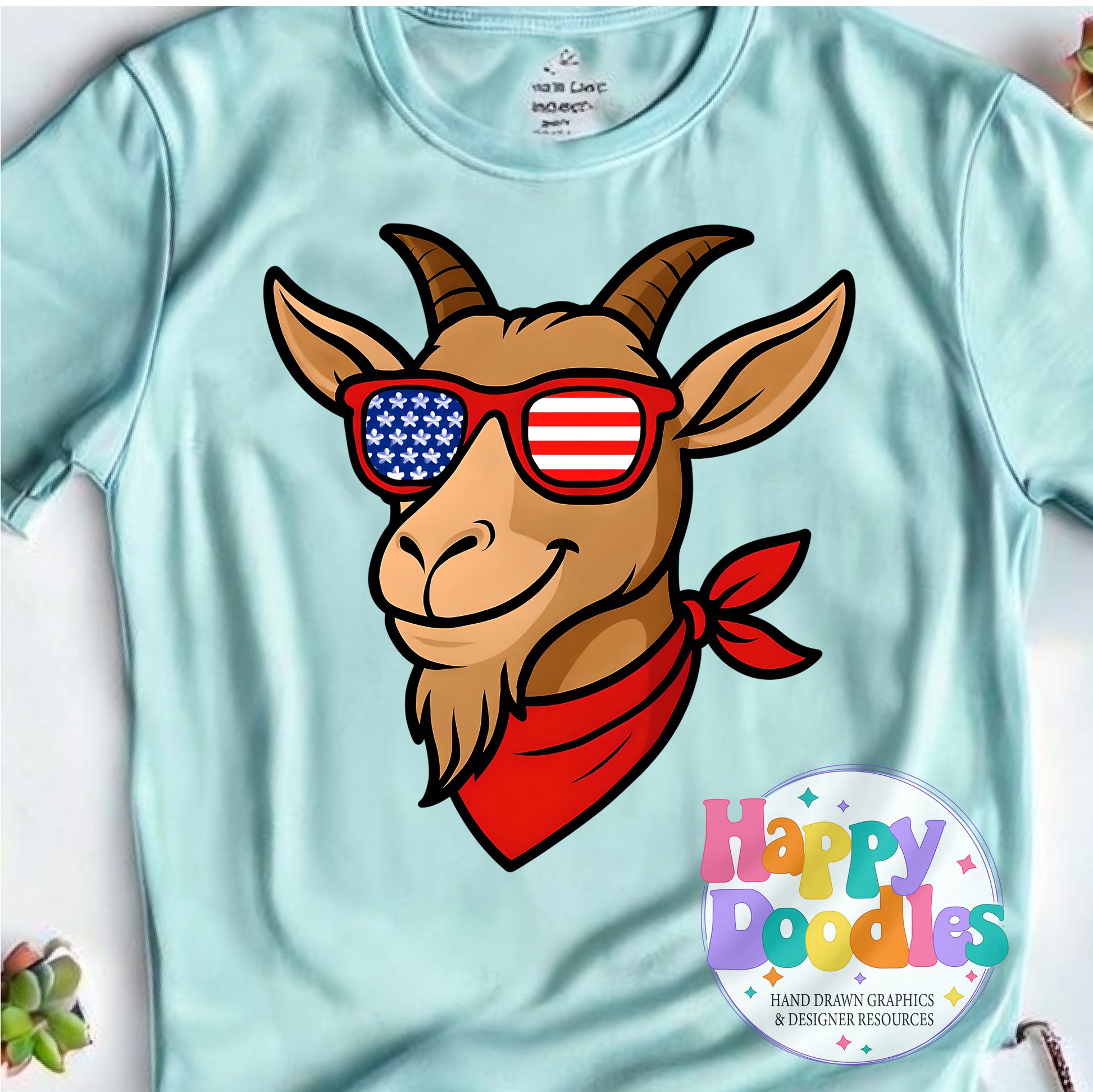 Goat Flag Glasses Printable PNG for Sublimation & Crafts - Happy Doodles Designs