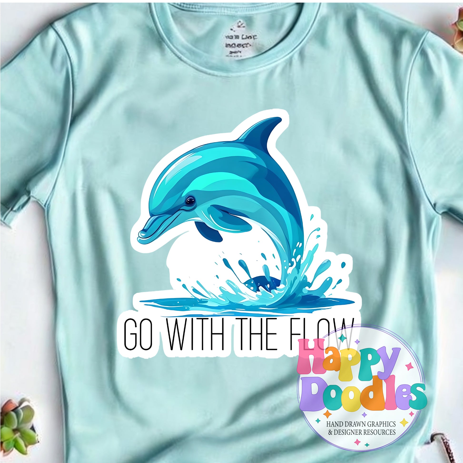 Go with the Flow Sticker Printable PNG T-Shirt Design - Happy Doodles Designs