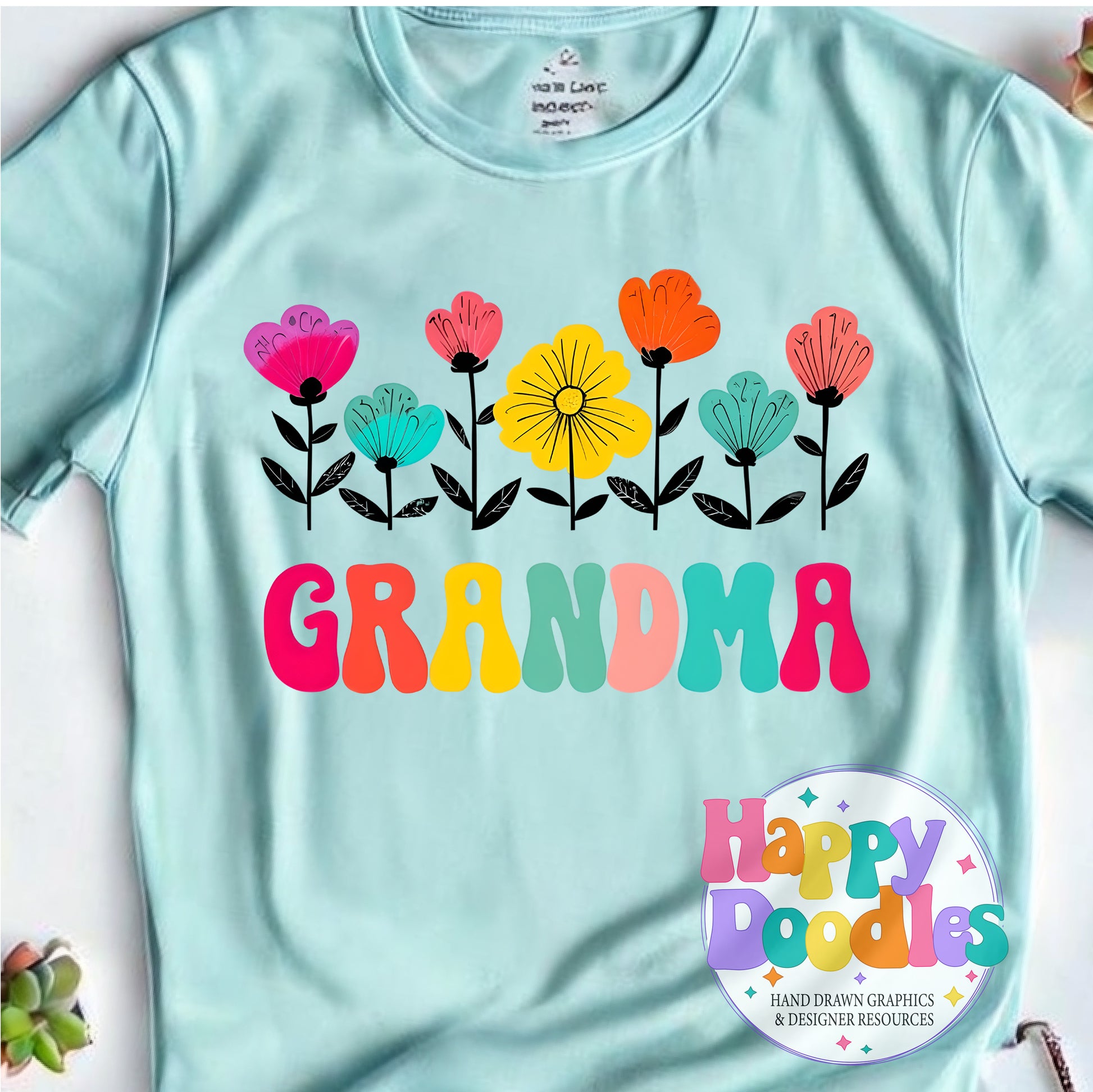 Grandma Flowers High Resolution Printable PNG - Happy Doodles Designs