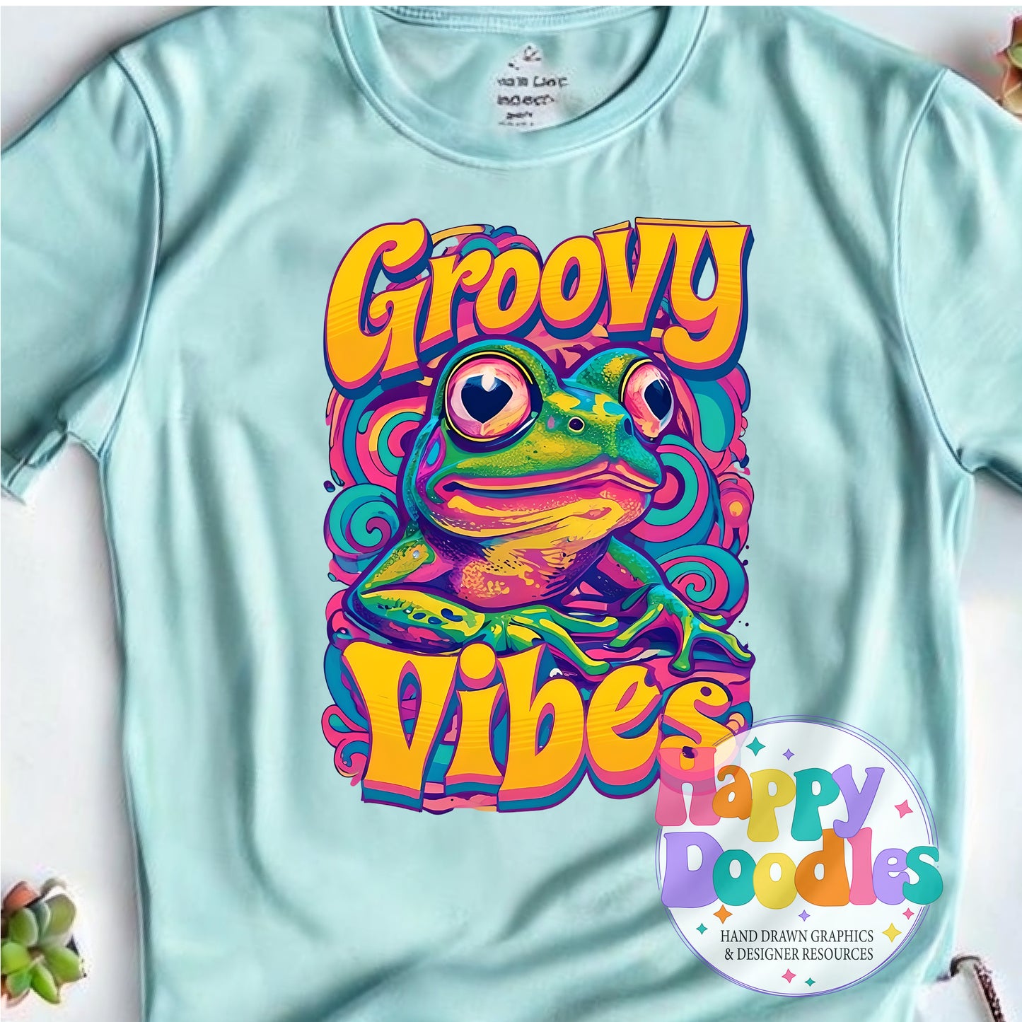 Groovy Vibes T-Shirt Printable PNG Download - Happy Doodles Designs
