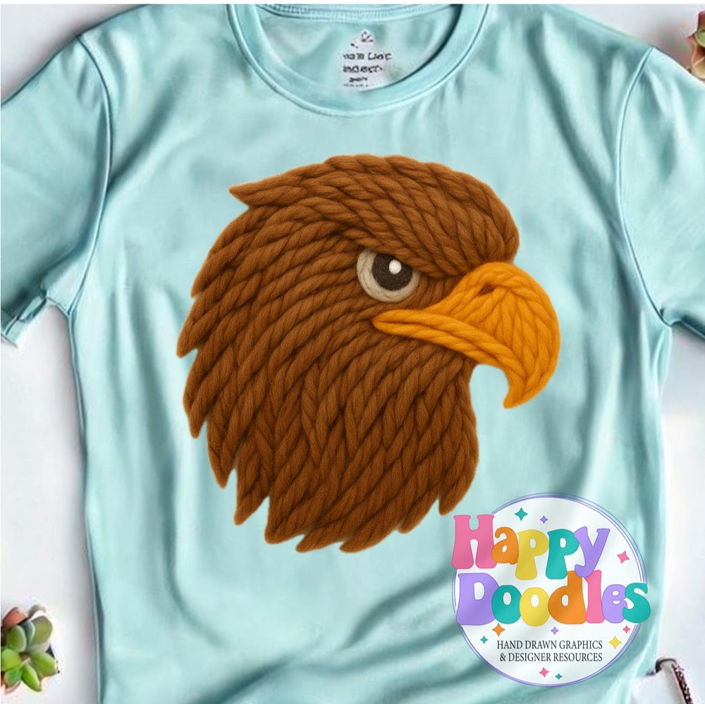 Hawk Yarn Mascot Printable PNG Illustration - Happy Doodles Designs