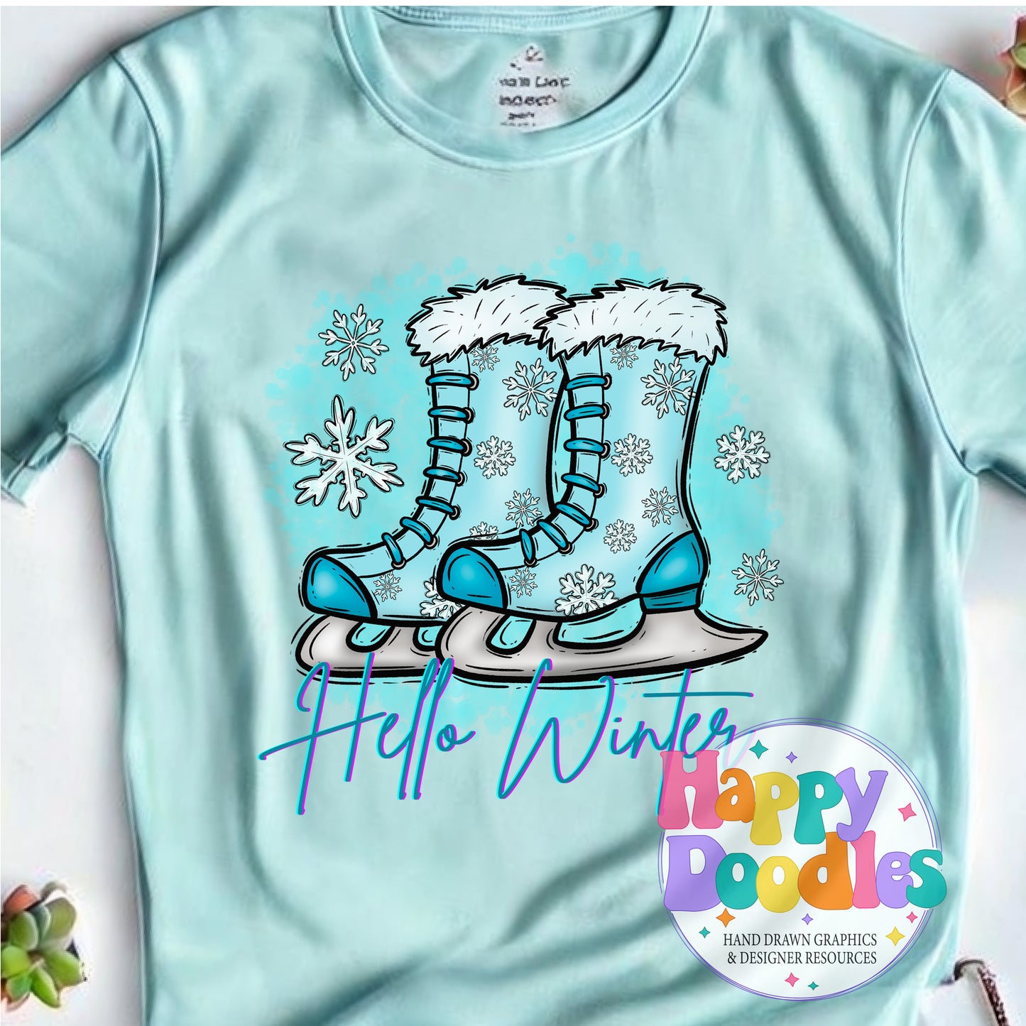 Hello Winter High Resolution Printable PNG - Happy Doodles Designs