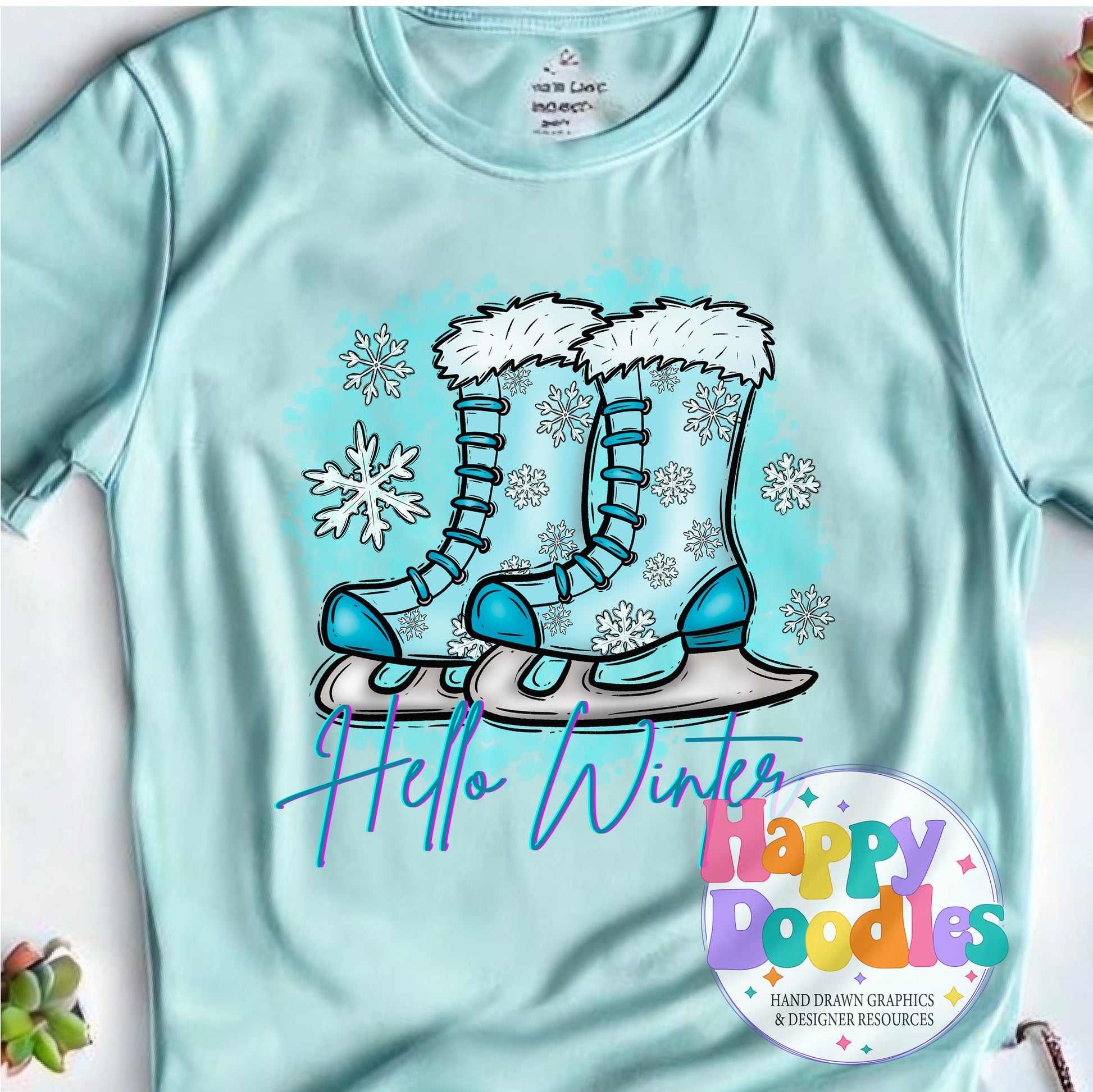 Hello Winter High Resolution Printable PNG - Happy Doodles Designs