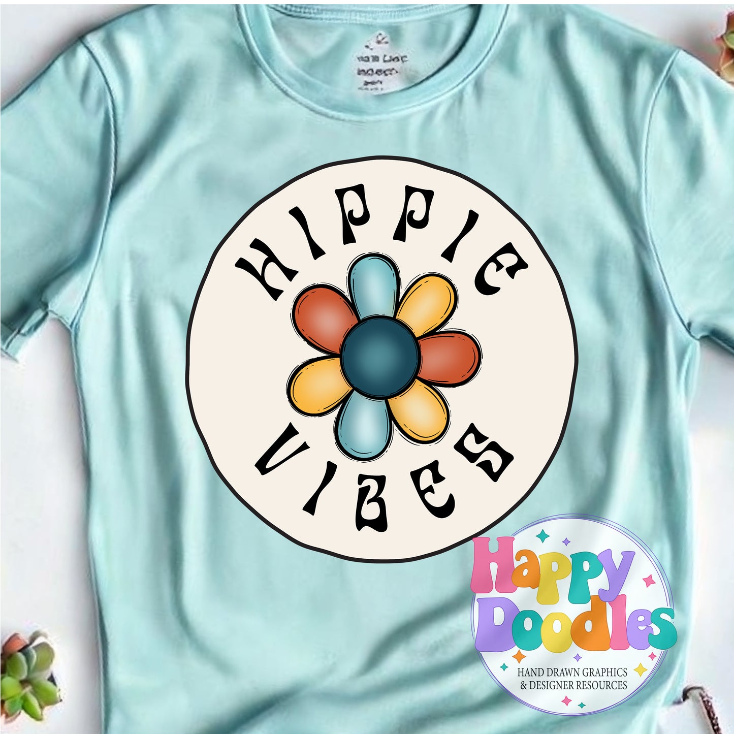 Hippie Vibes High Resolution Printable PNG - Happy Doodles Designs