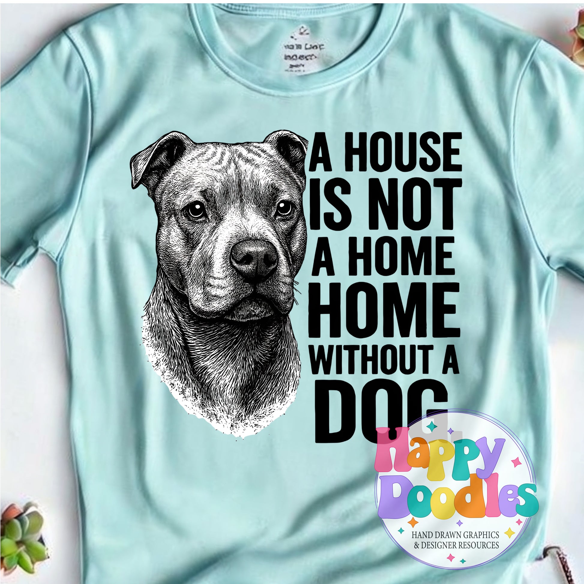 House Not a Home Without Dog Pitbull Printable PNG for Sublimation & Crafts - Happy Doodles Designs