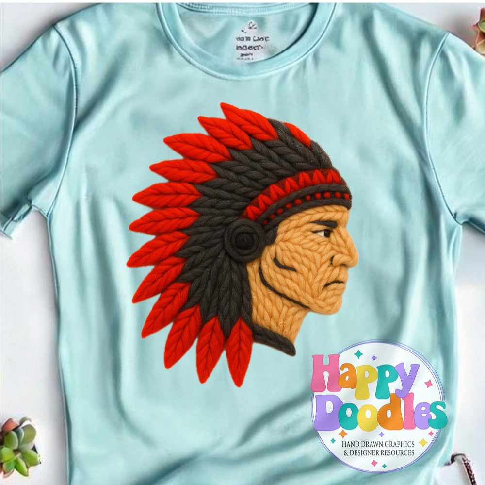 Indian Yarn Mascot High Resolution PNG Clip Art - Happy Doodles Designs