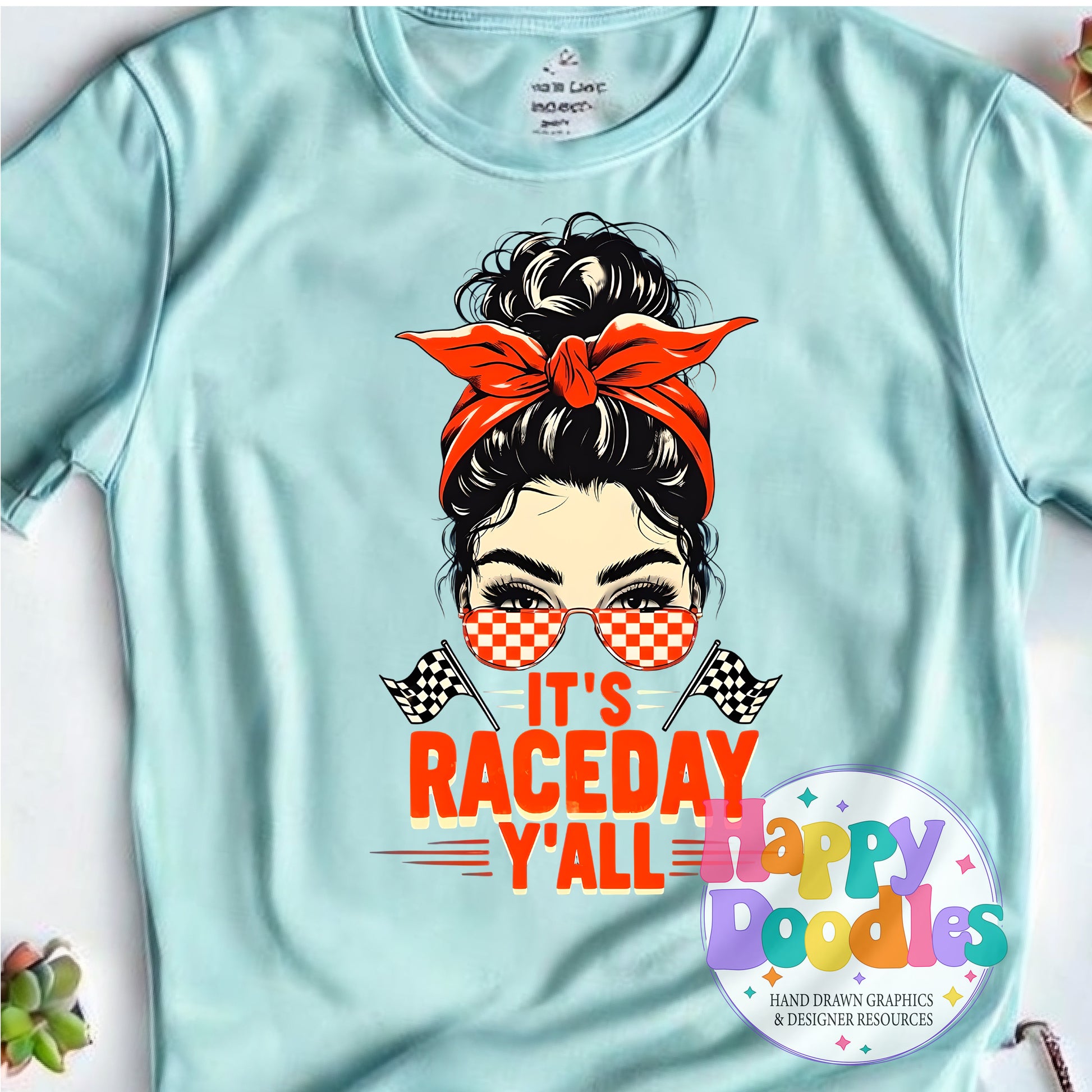 Its Raceday Yall DIY Printable T-Shirt Design - Happy Doodles Designs