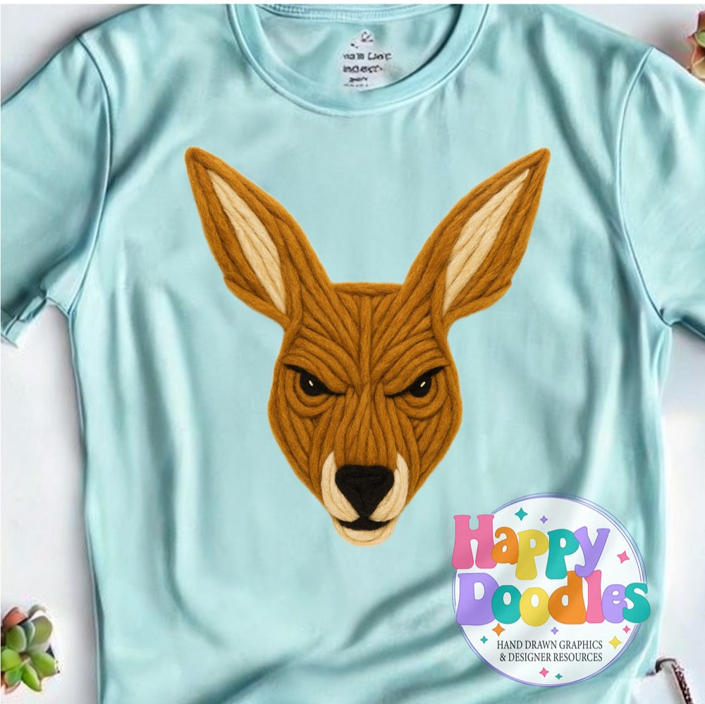 Kangaroo Yarn Mascot Printable PNG Clipart - Happy Doodles Designs