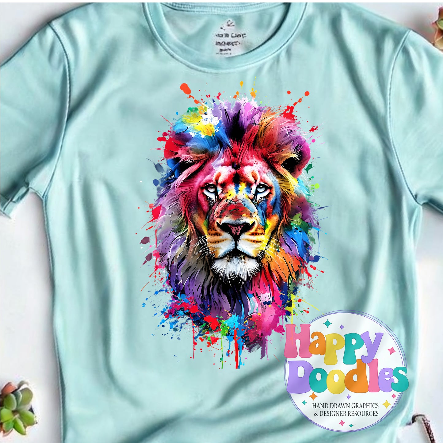 Lion Paint Splash Printable PNG T-Shirt Design - Happy Doodles Designs