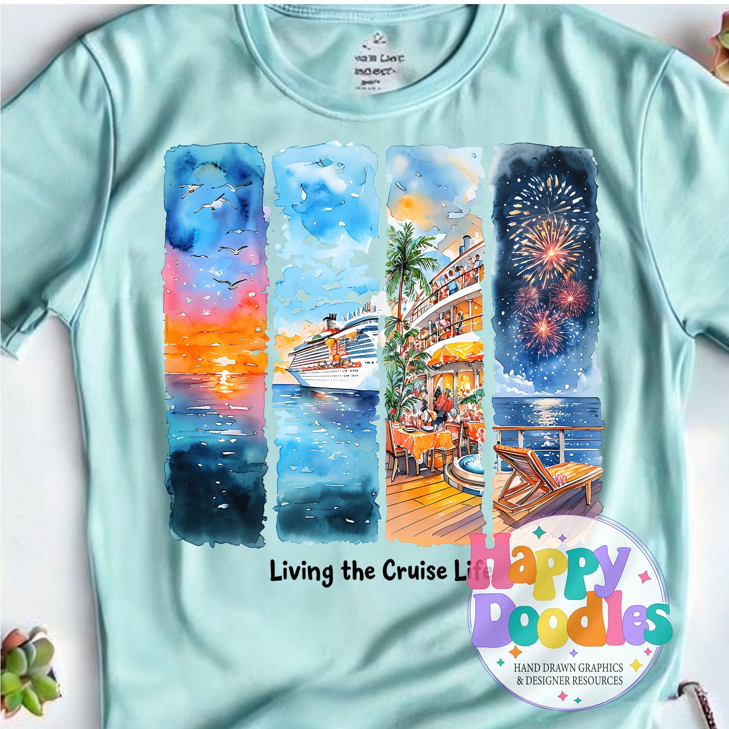 Living the Cruise Life Paint Swatches High Resolution Printable PNG - Happy Doodles Designs