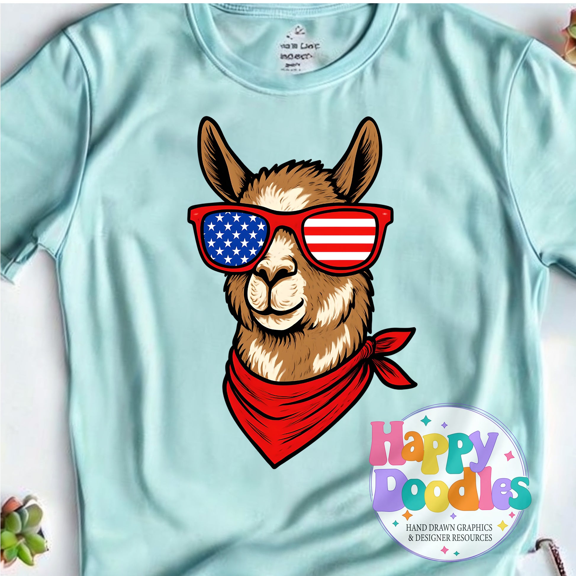 Llama Flag Glasses Printable PNG T-Shirt Design - Happy Doodles Designs