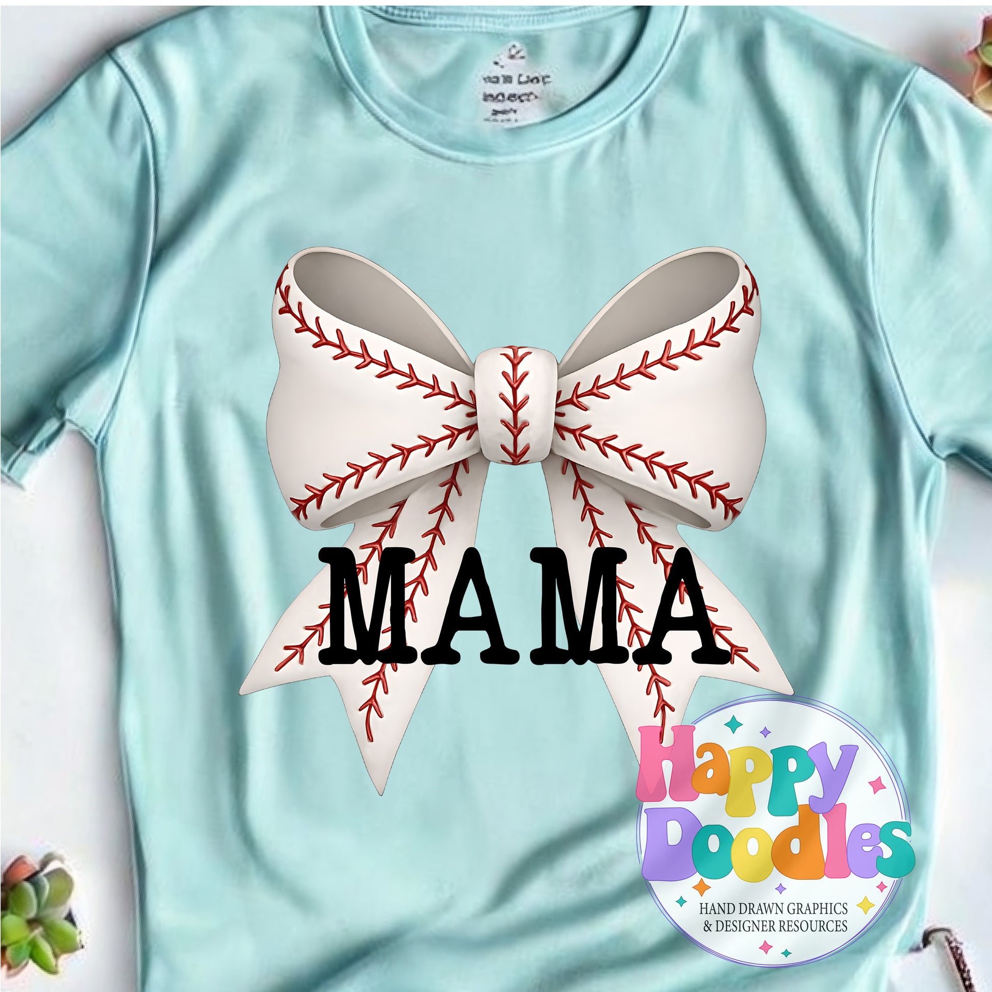 Mama Baseball Coquette Bow High Resolution Printable PNG - Happy Doodles Designs