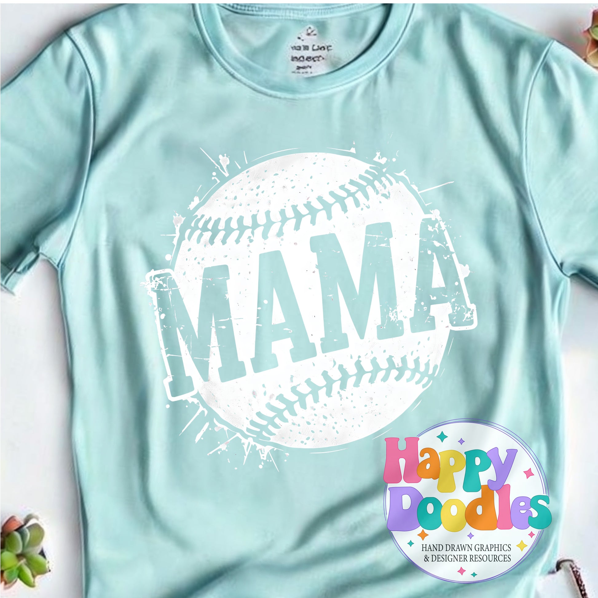 Mama Baseball Distressed High Resolution Printable PNG - Happy Doodles Designs