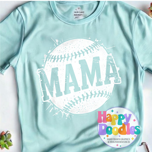 Mama Baseball Distressed High Resolution Printable PNG - Happy Doodles Designs
