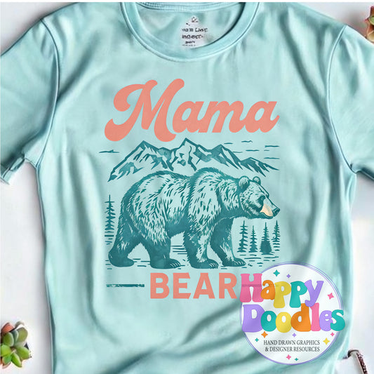 Mama Bear Printable PNG for Sublimation & Crafts - Happy Doodles Designs