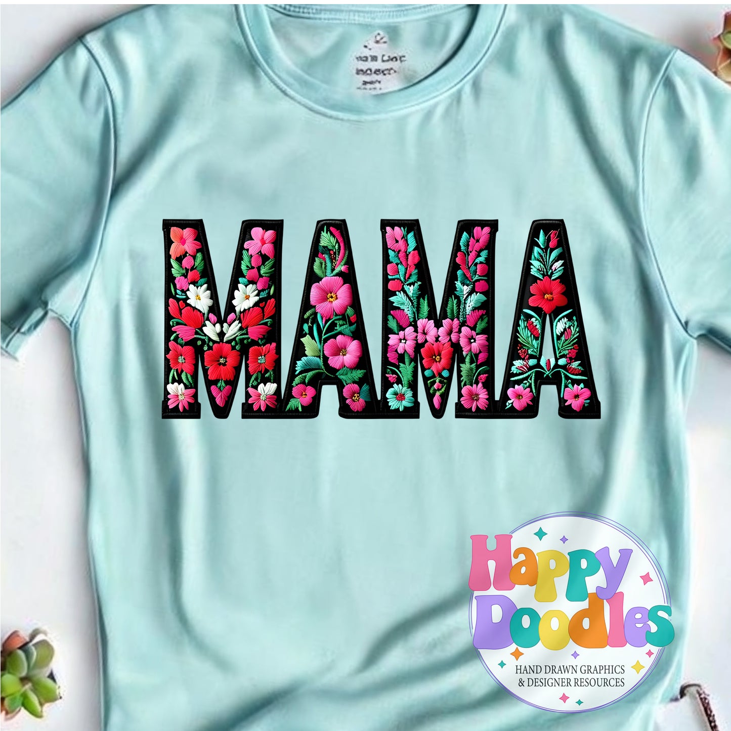 Mama Floral Filled High Resolution Printable PNG - Happy Doodles Designs