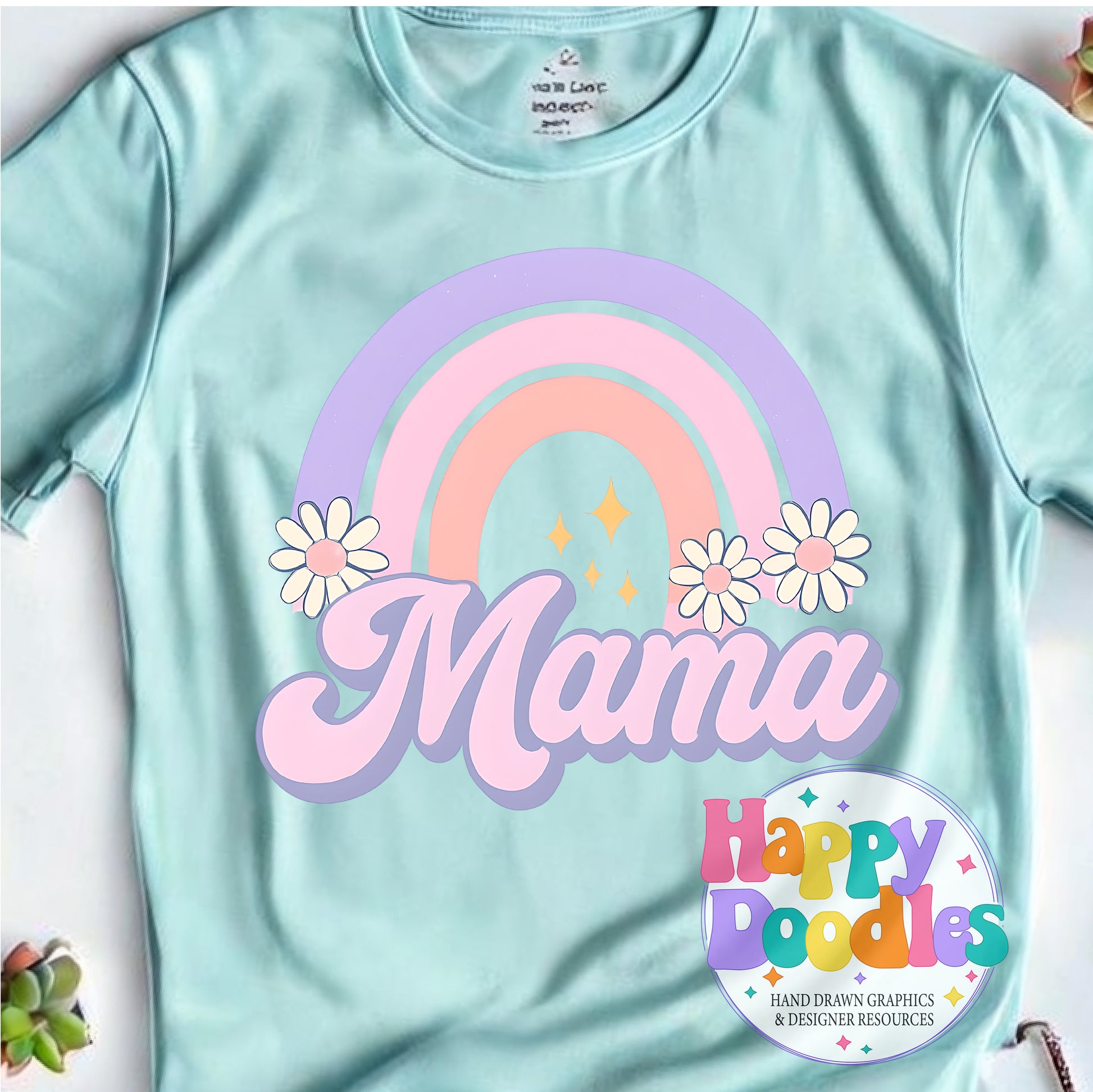 Mama Rainbow Printable PNG T-Shirt Design - Happy Doodles Designs