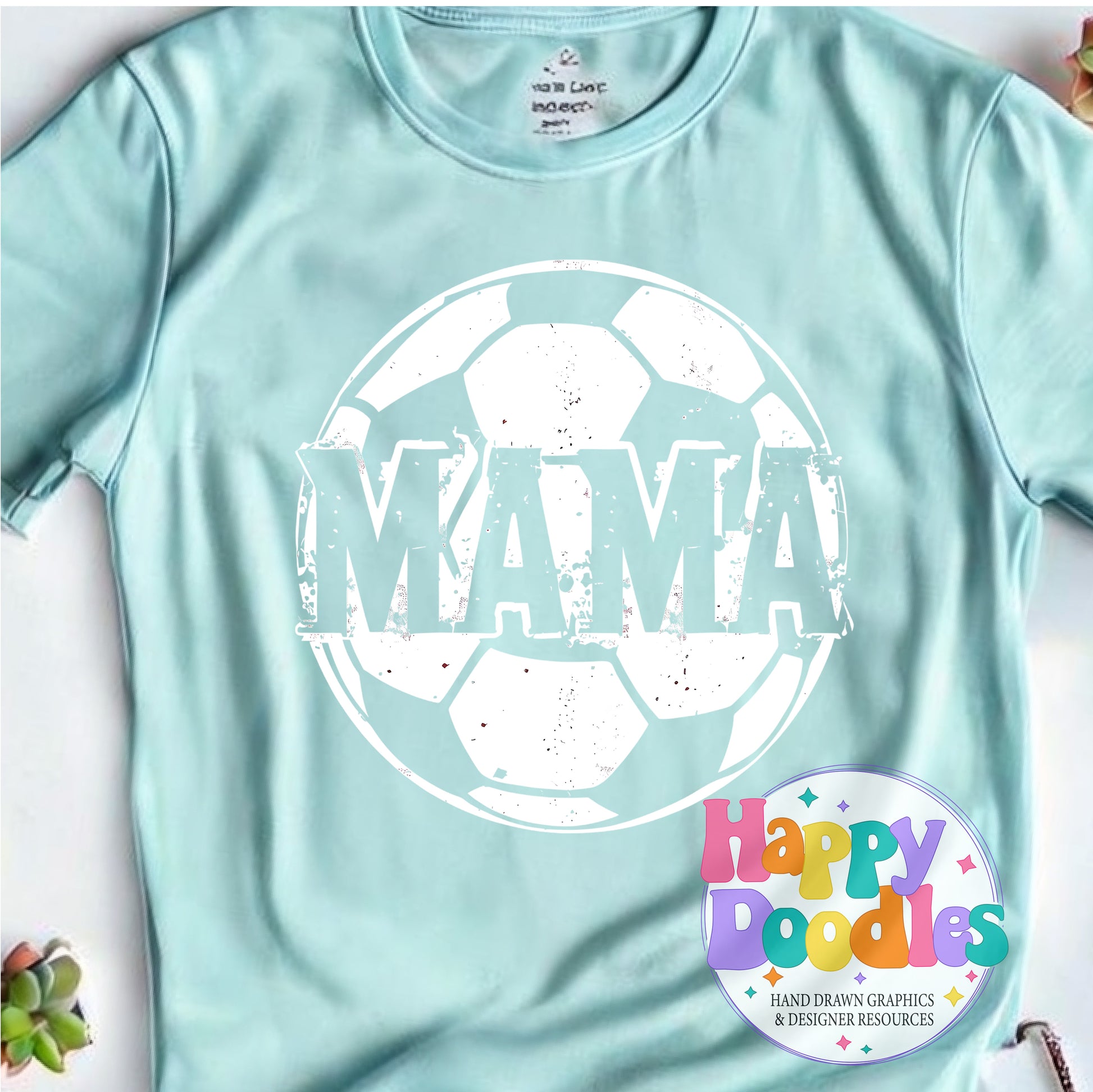 Mama Soccer Distressed Printable PNG T-Shirt Design - Happy Doodles Designs