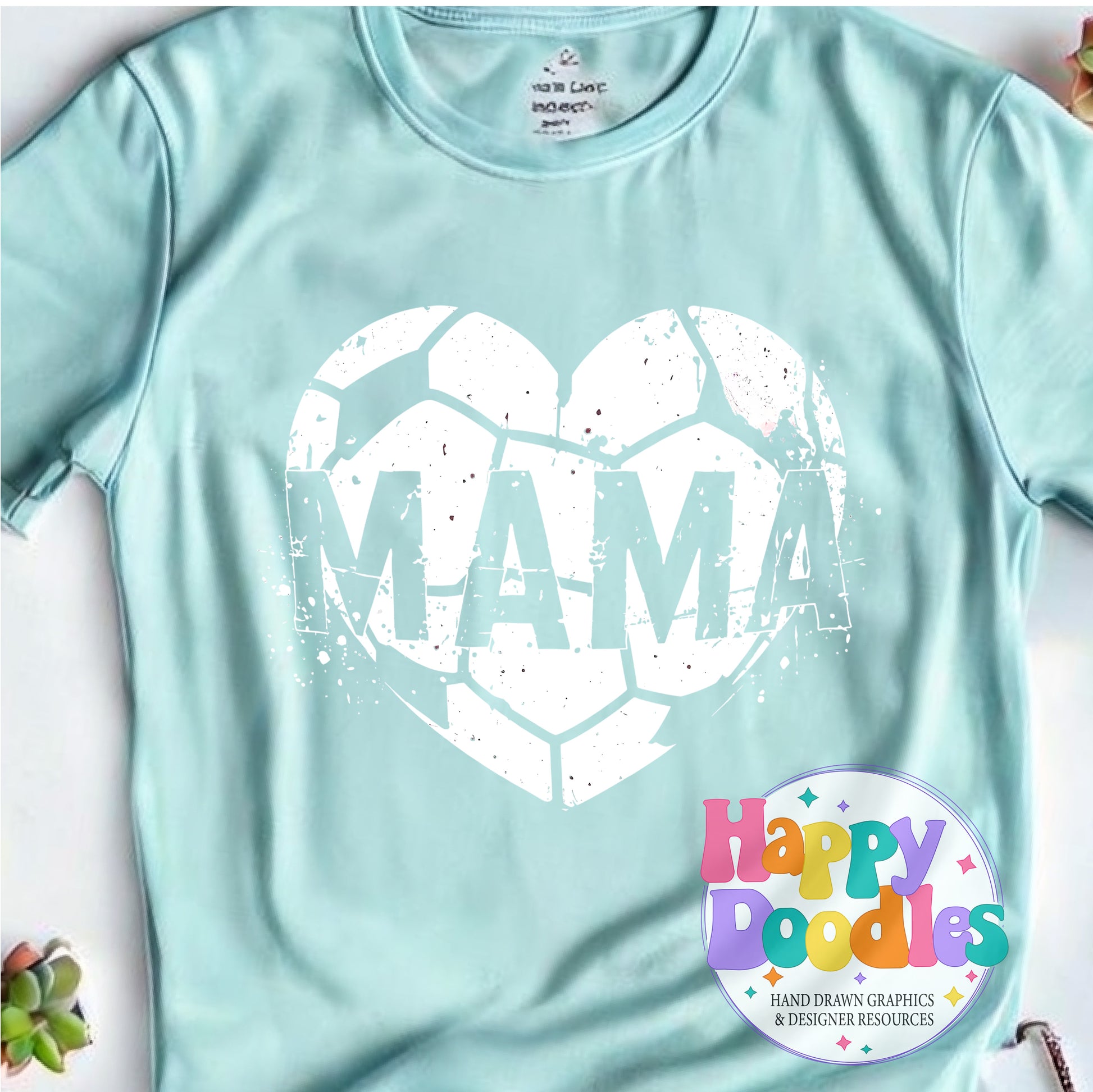 Mama Soccer Heart Distressed Printable PNG for Sublimation & Crafts - Happy Doodles Designs
