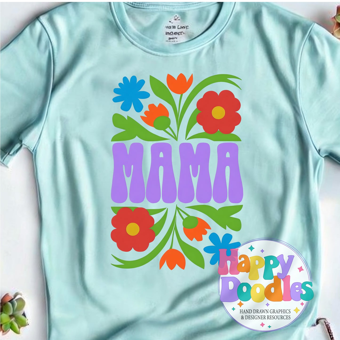 Mama Vintage Floral T-Shirt Printable PNG Download - Happy Doodles Designs