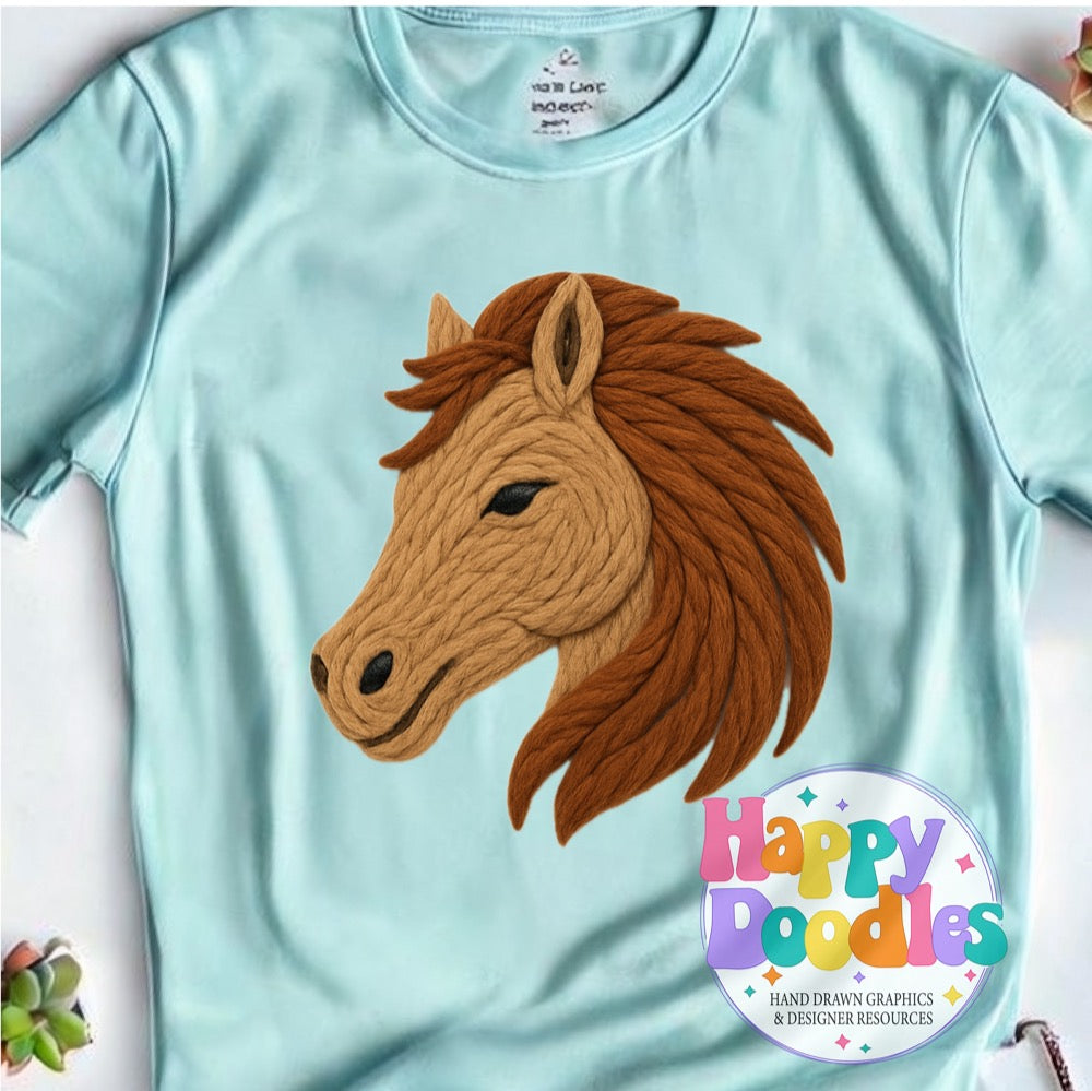 Mustang Yarn Mascot High Resolution PNG Clip Art - Happy Doodles Designs