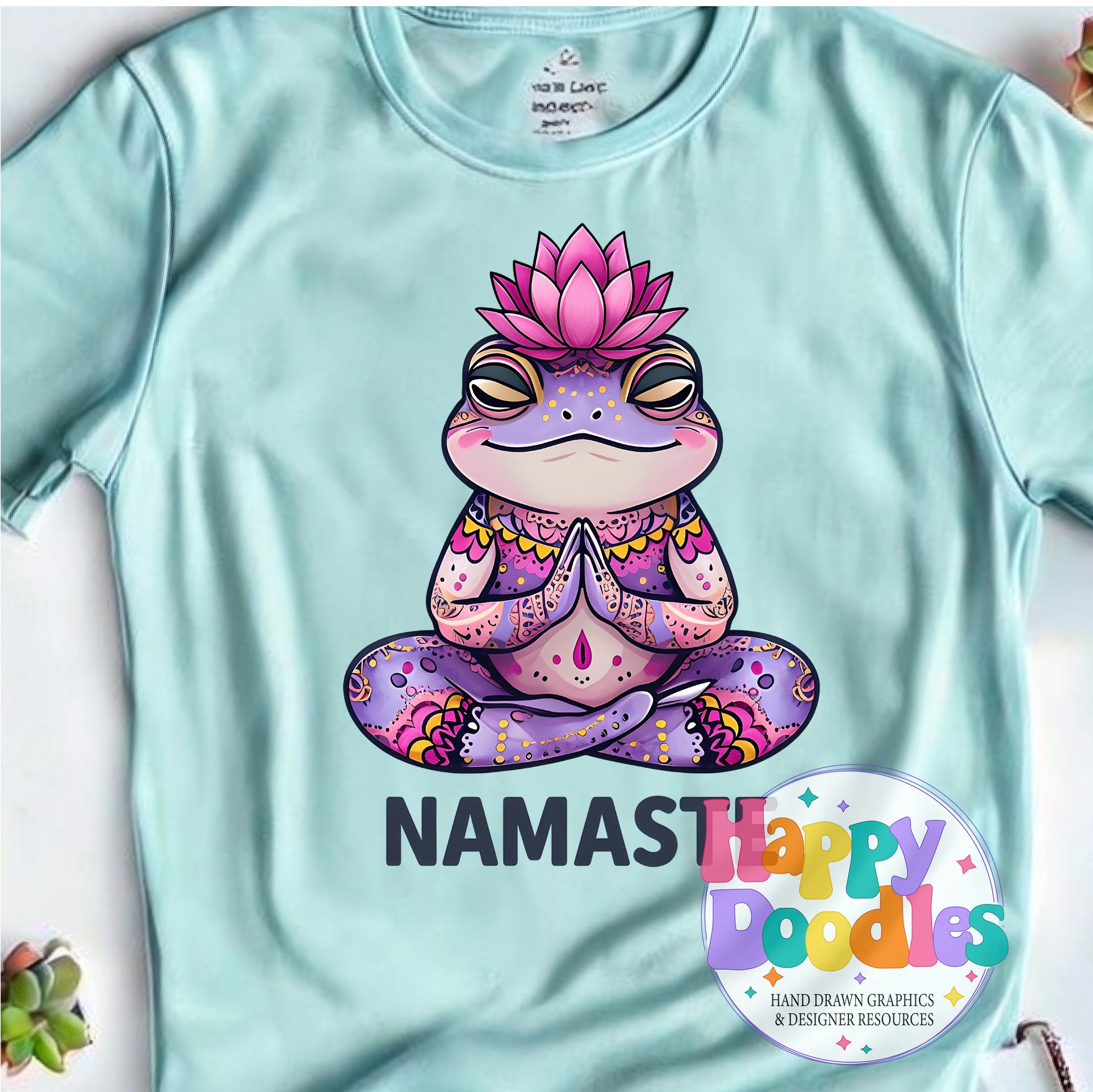 Namaste Frog Printable PNG for Sublimation & Crafts - Happy Doodles Designs