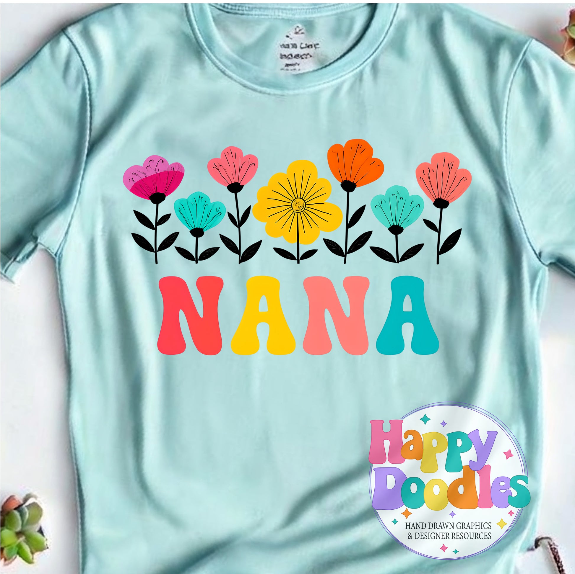 Nana Flowers Printable PNG for Sublimation & Crafts - Happy Doodles Designs