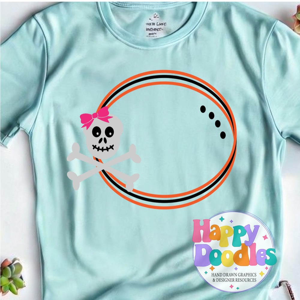 Skull Bones Girl Monogram Frame SVG | Festive Monogram Frame Design
