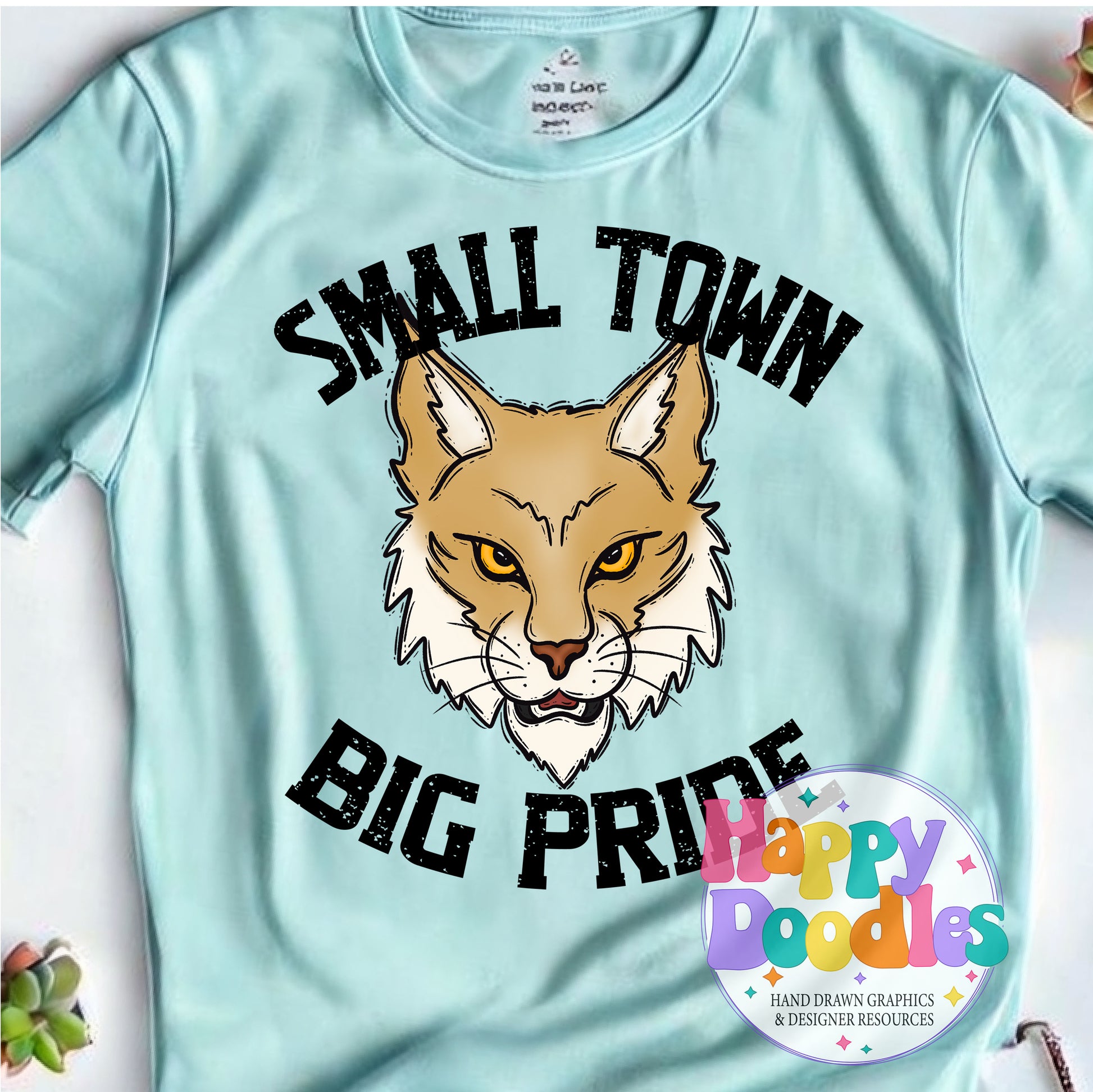 Small Town Big Pride Bobcats T-Shirt Printable PNG - Happy Doodles Designs