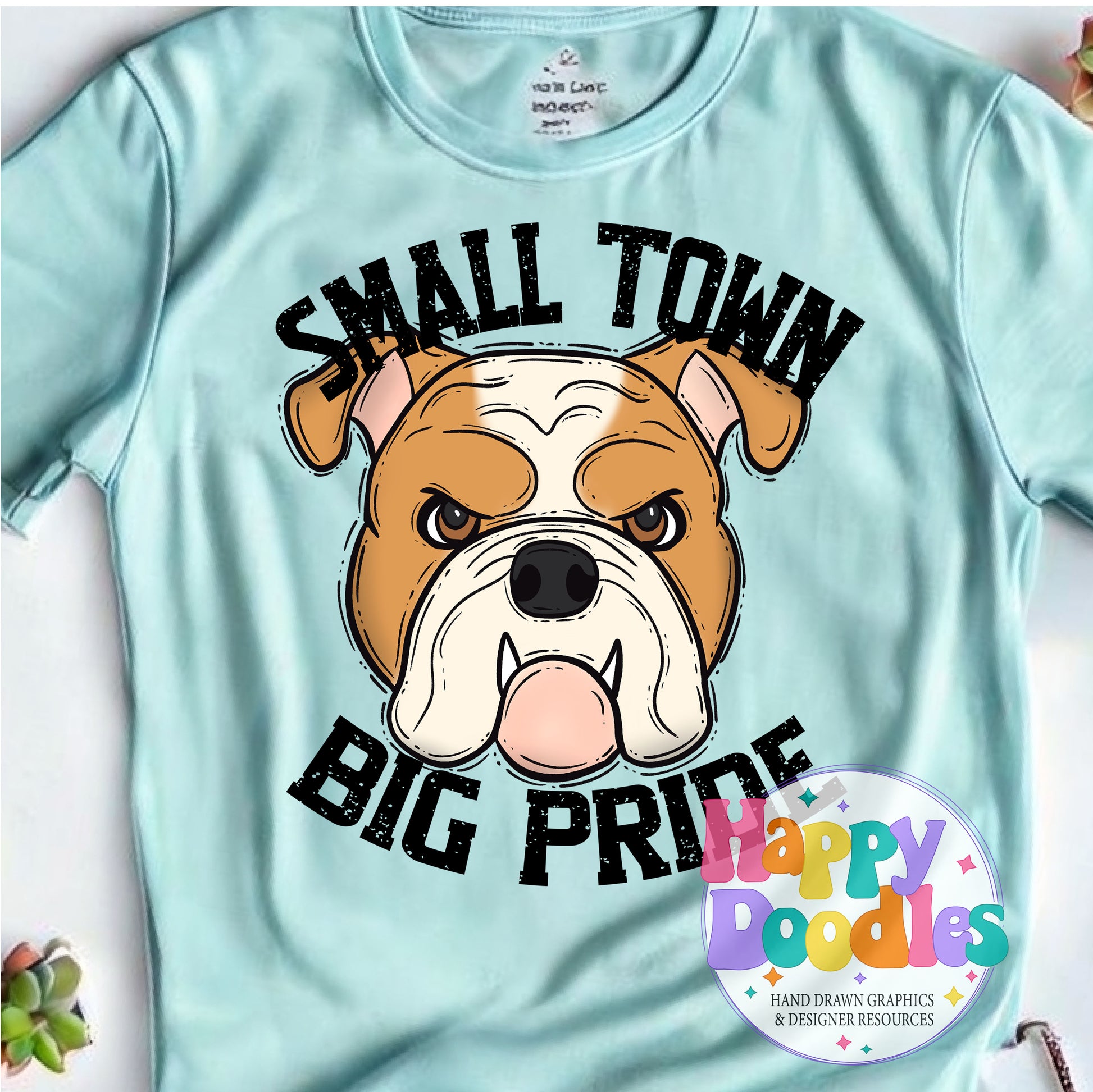 Small Town Big Pride Bulldog Printable PNG Design - Happy Doodles Designs