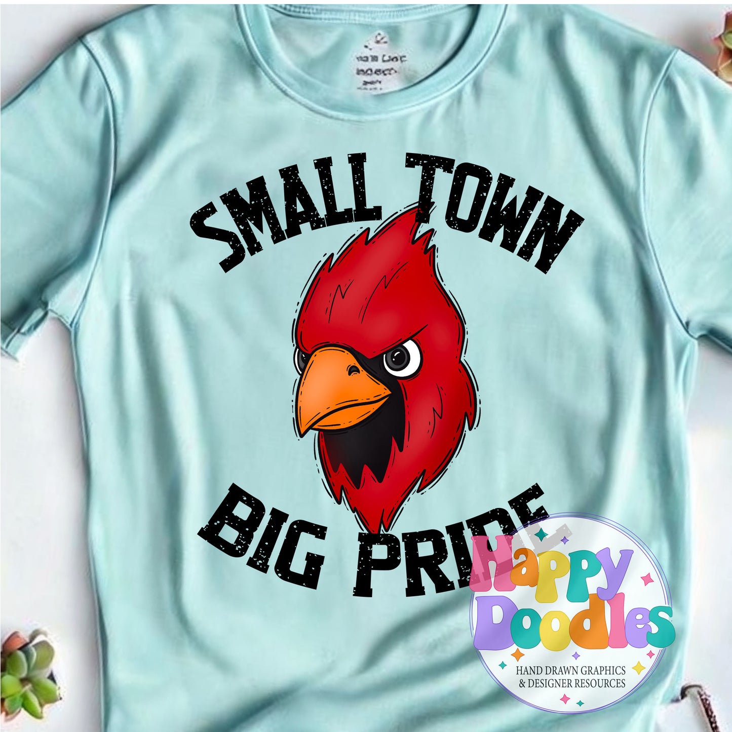 Small Town Big Pride Cardinals Printable PNG Download - Happy Doodles Designs